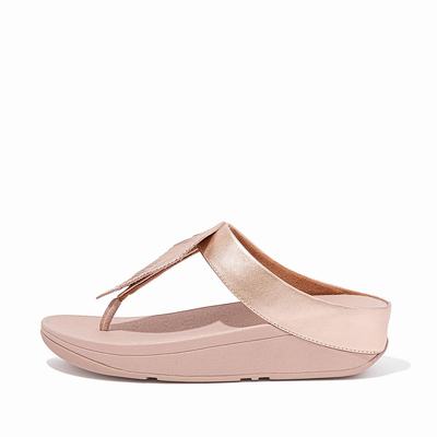 Fitflop Women's FINO Feather Metallic Toe-Post Sandals - Rose Gold, XK9102864